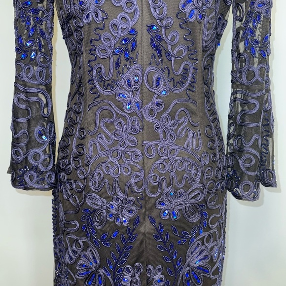 JS Collections Blue Lace Bell Sleeve Womenβs Cocktail Dress Size 8 - Picture 10 of 15